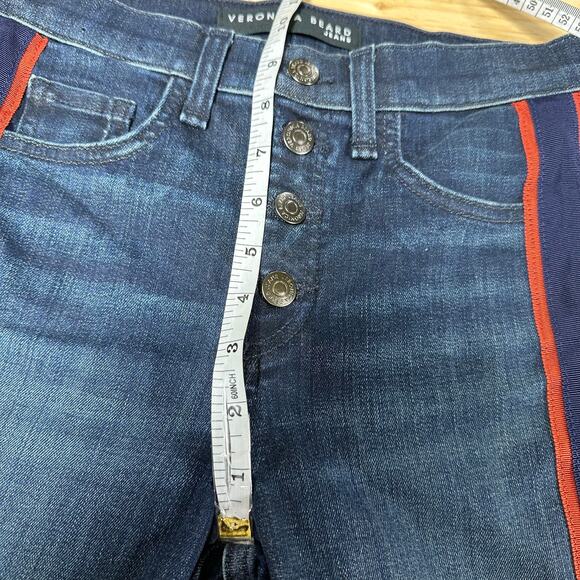 Veronica Beard Jeans NWOT Carolyn Baby Boot Jeans Side Stripe Size 25 Button Fly - Picture 9 of 10